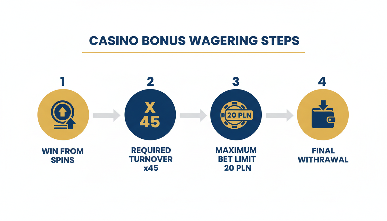Infografika przedstawiająca proces weryfikacji warunków bonusowych